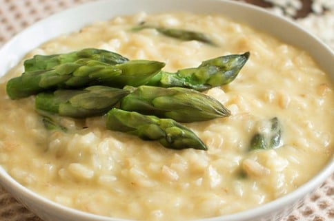 Risotto aux asperges et café