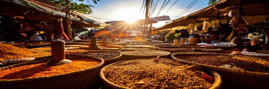 Un marché aux épices en thailande