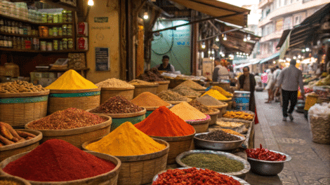 Un marché en thailande avec plein d'épices