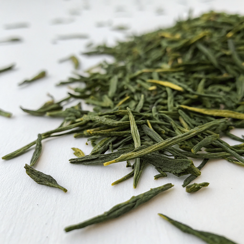 Du thé Sencha seché vu de très près