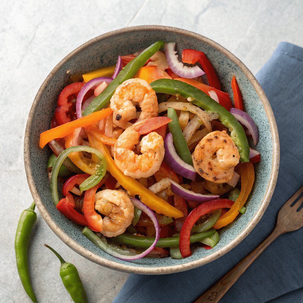 Des légumes mélangés avec des crevettes