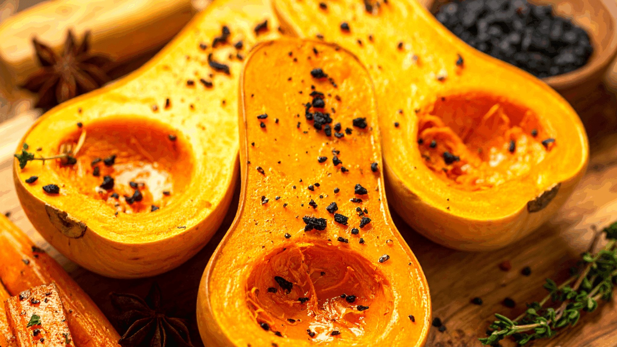 Courges et sels noirs de Hawai