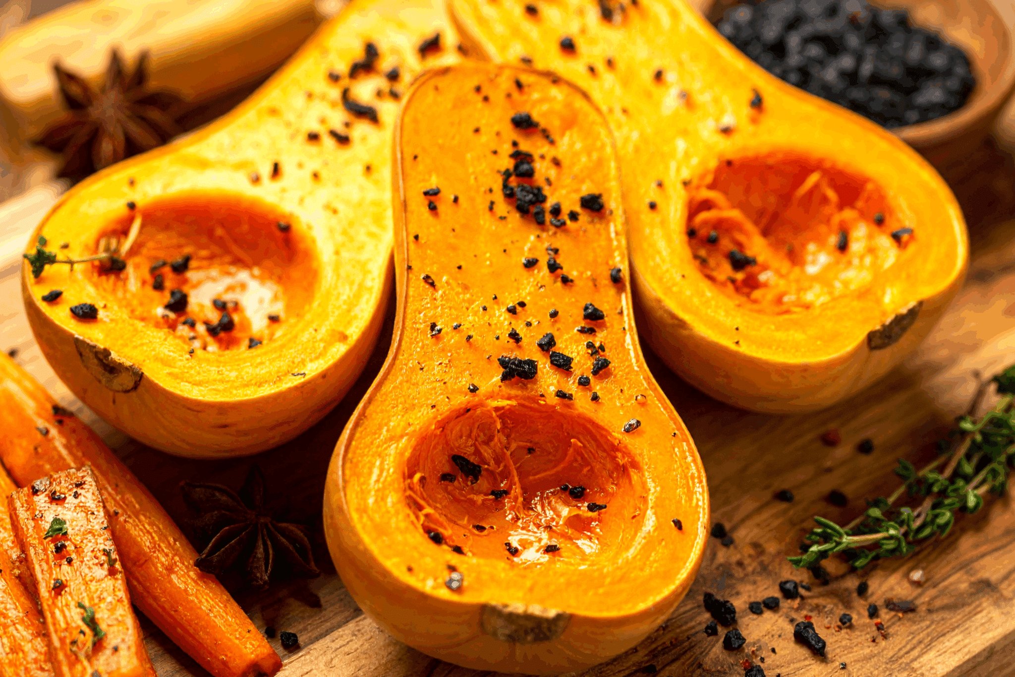 Courges et sels noirs de Hawai