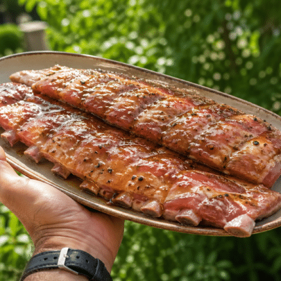 Des travers de porc marinés avec du poivre long de Java