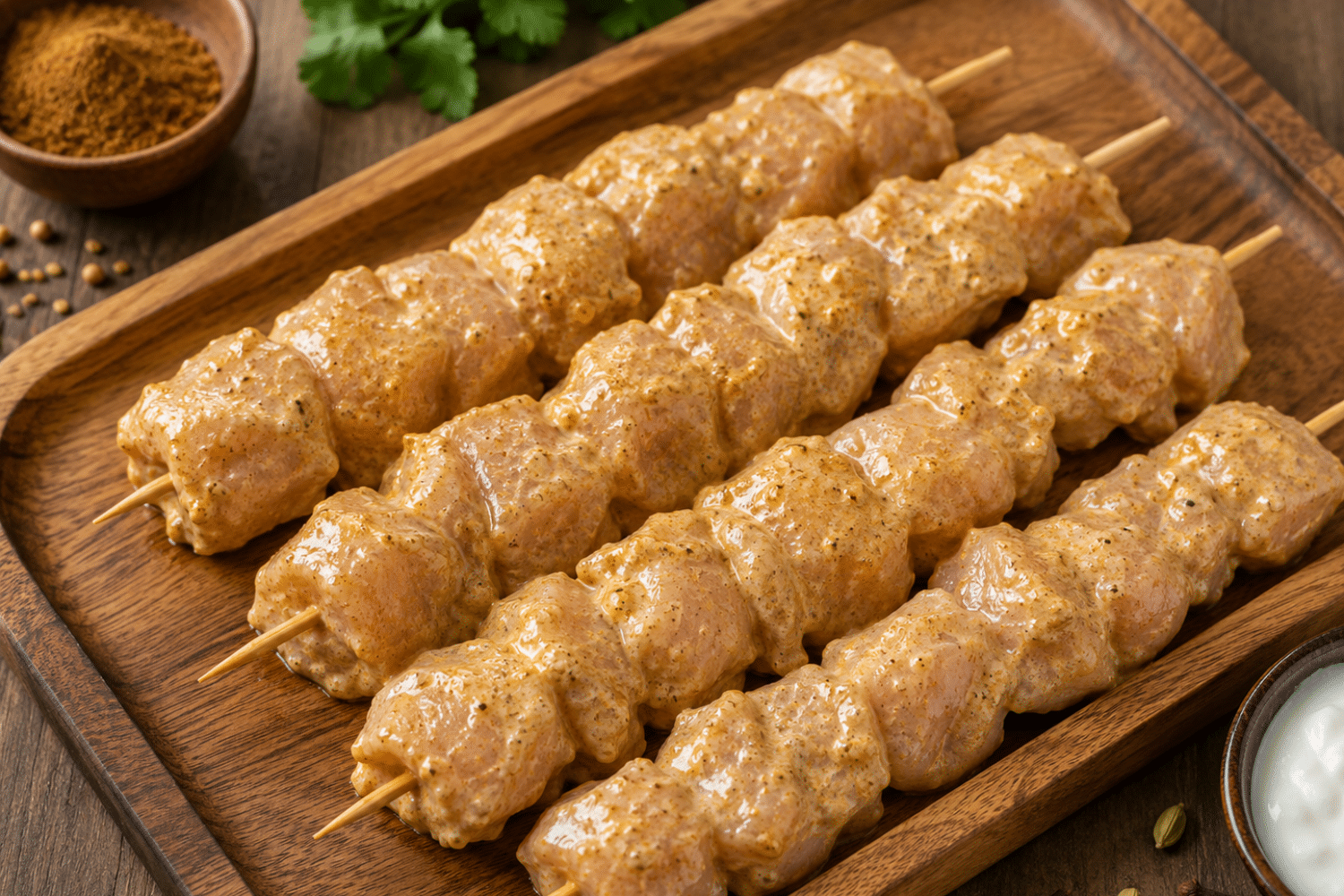 Des brochettes de poulet au yoghurt et garam masala